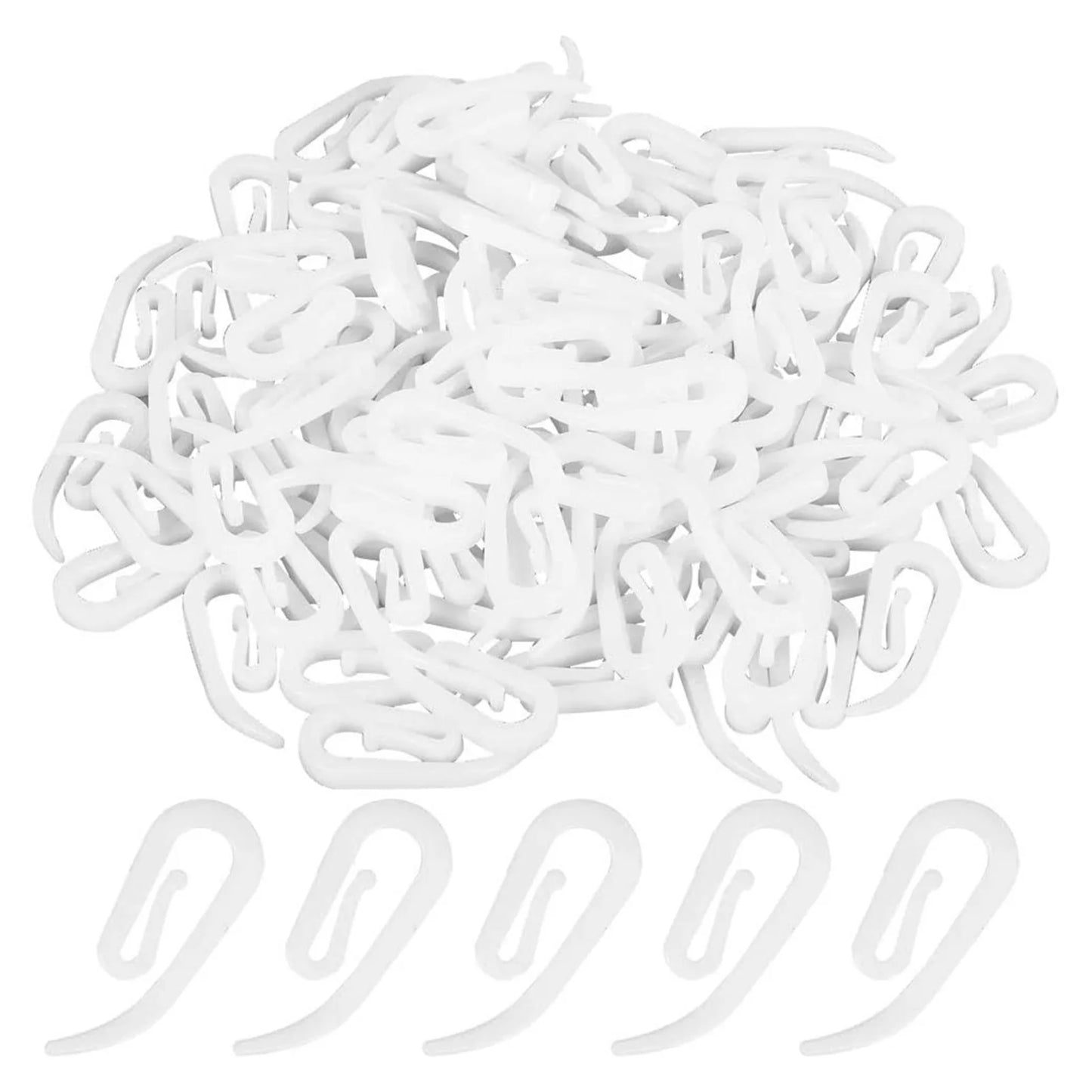 100pcs/Set Curtain Hanging Hooks Ring Window Curtain Hanger Hooks White Plastic Curtain Hook For Home Office Curtain Accessories