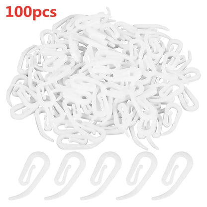 100pcs/Set Curtain Hanging Hooks Ring Window Curtain Hanger Hooks White Plastic Curtain Hook For Home Office Curtain Accessories