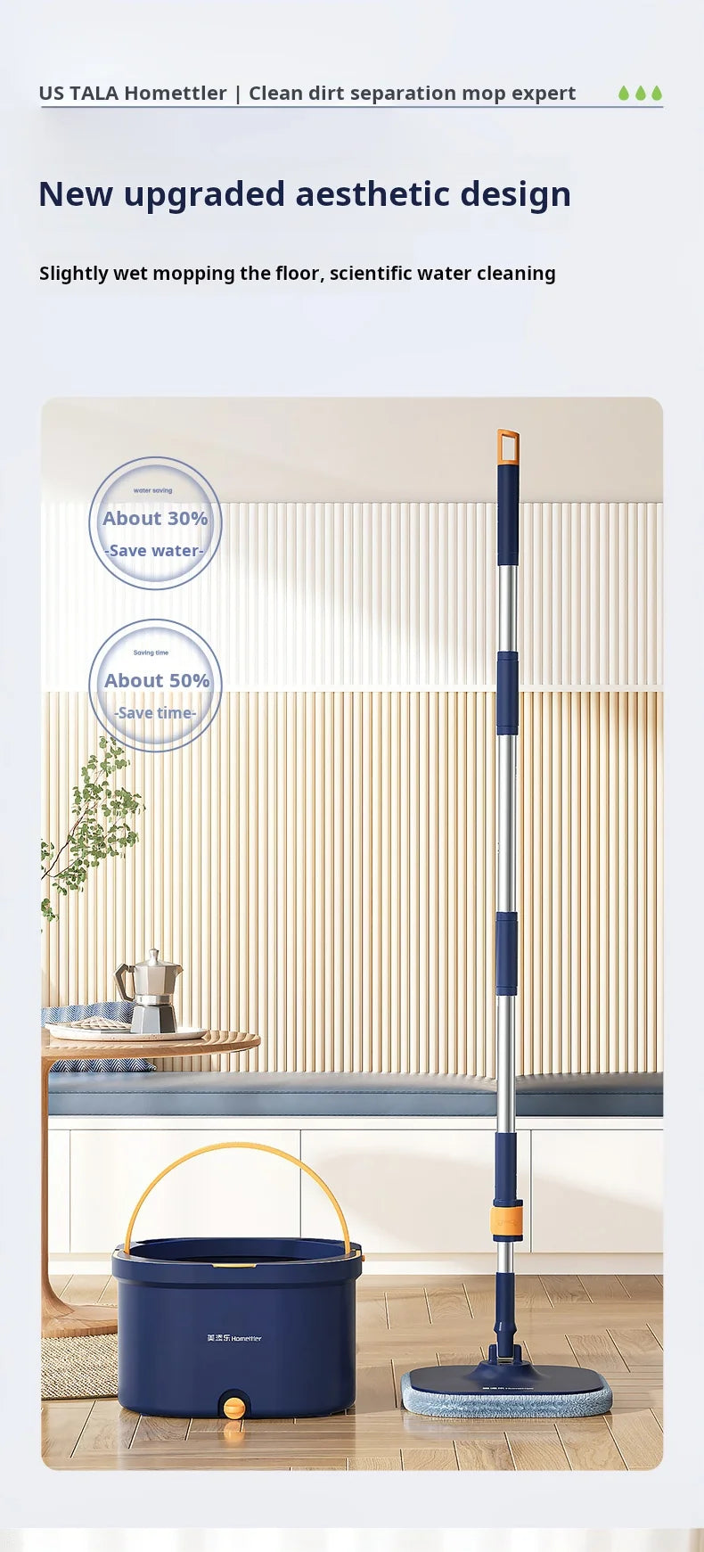 Automatic Lazy Mop, Hand Wash-Free, Home Mop, Flat Pier, New