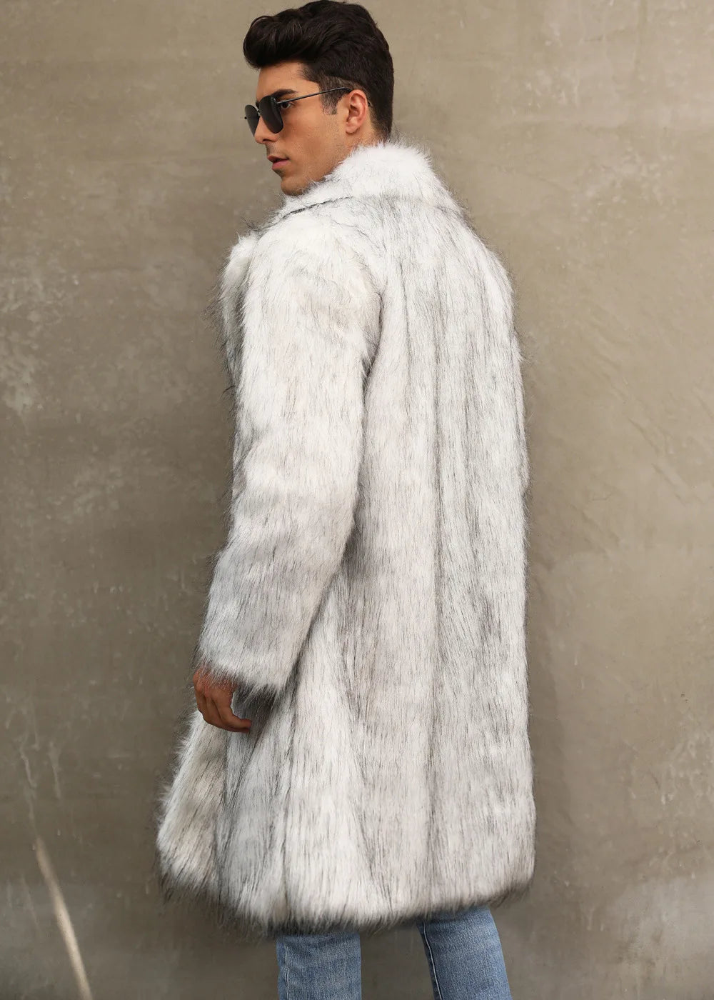 Autumn Winter New Fashionable Suit Collar Men Jacket Synthetic Fur Imitation Fox Fur Thick Medium Long Coat