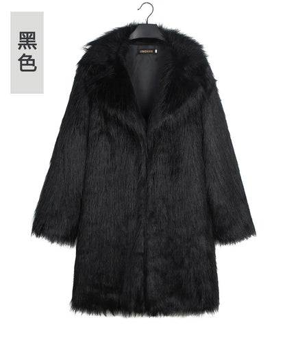 Autumn Winter New Fashionable Suit Collar Men Jacket Synthetic Fur Imitation Fox Fur Thick Medium Long Coat