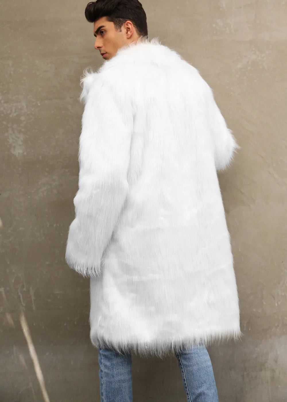 Autumn Winter New Fashionable Suit Collar Men Jacket Synthetic Fur Imitation Fox Fur Thick Medium Long Coat