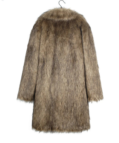 Autumn Winter New Fashionable Suit Collar Men Jacket Synthetic Fur Imitation Fox Fur Thick Medium Long Coat