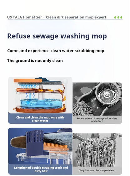 Automatic Lazy Mop, Hand Wash-Free, Home Mop, Flat Pier, New