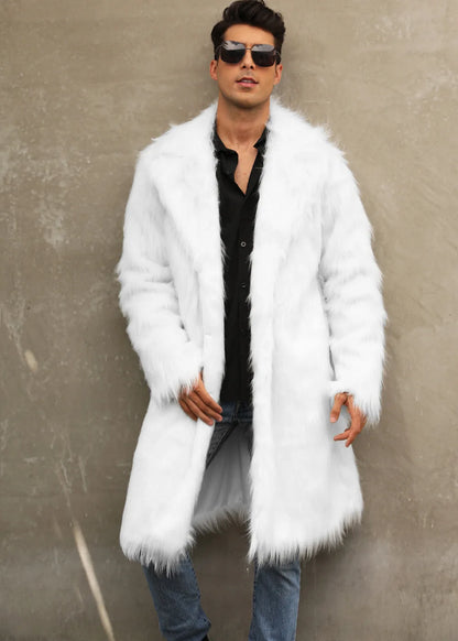 Autumn Winter New Fashionable Suit Collar Men Jacket Synthetic Fur Imitation Fox Fur Thick Medium Long Coat