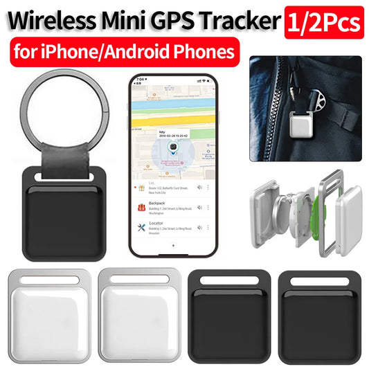 1/2Pcs Wireless Mini GPS Tracker Anti-lost Alarm Key Child Bag Wallet Finder APP GPS Record Smart Tag for iPhone/Android Phones