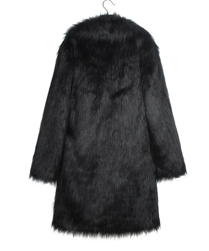 Autumn Winter New Fashionable Suit Collar Men Jacket Synthetic Fur Imitation Fox Fur Thick Medium Long Coat