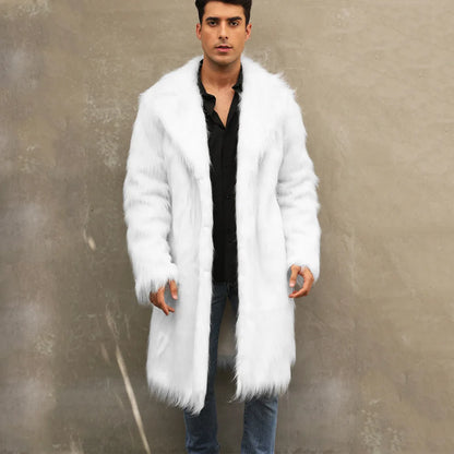 Autumn Winter New Fashionable Suit Collar Men Jacket Synthetic Fur Imitation Fox Fur Thick Medium Long Coat