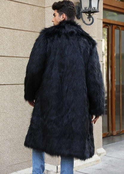 Autumn Winter New Fashionable Suit Collar Men Jacket Synthetic Fur Imitation Fox Fur Thick Medium Long Coat