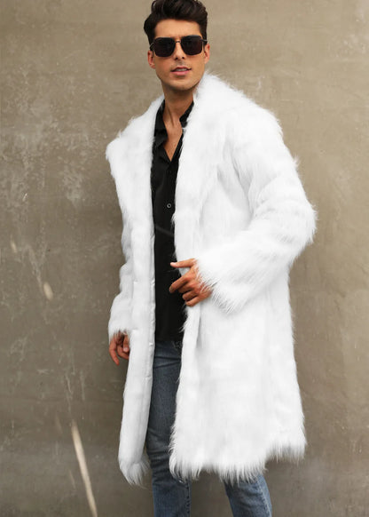 Autumn Winter New Fashionable Suit Collar Men Jacket Synthetic Fur Imitation Fox Fur Thick Medium Long Coat